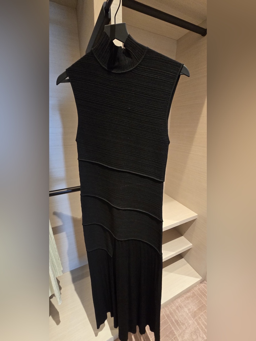 Proenza Schouler Black Textured Midi Dress